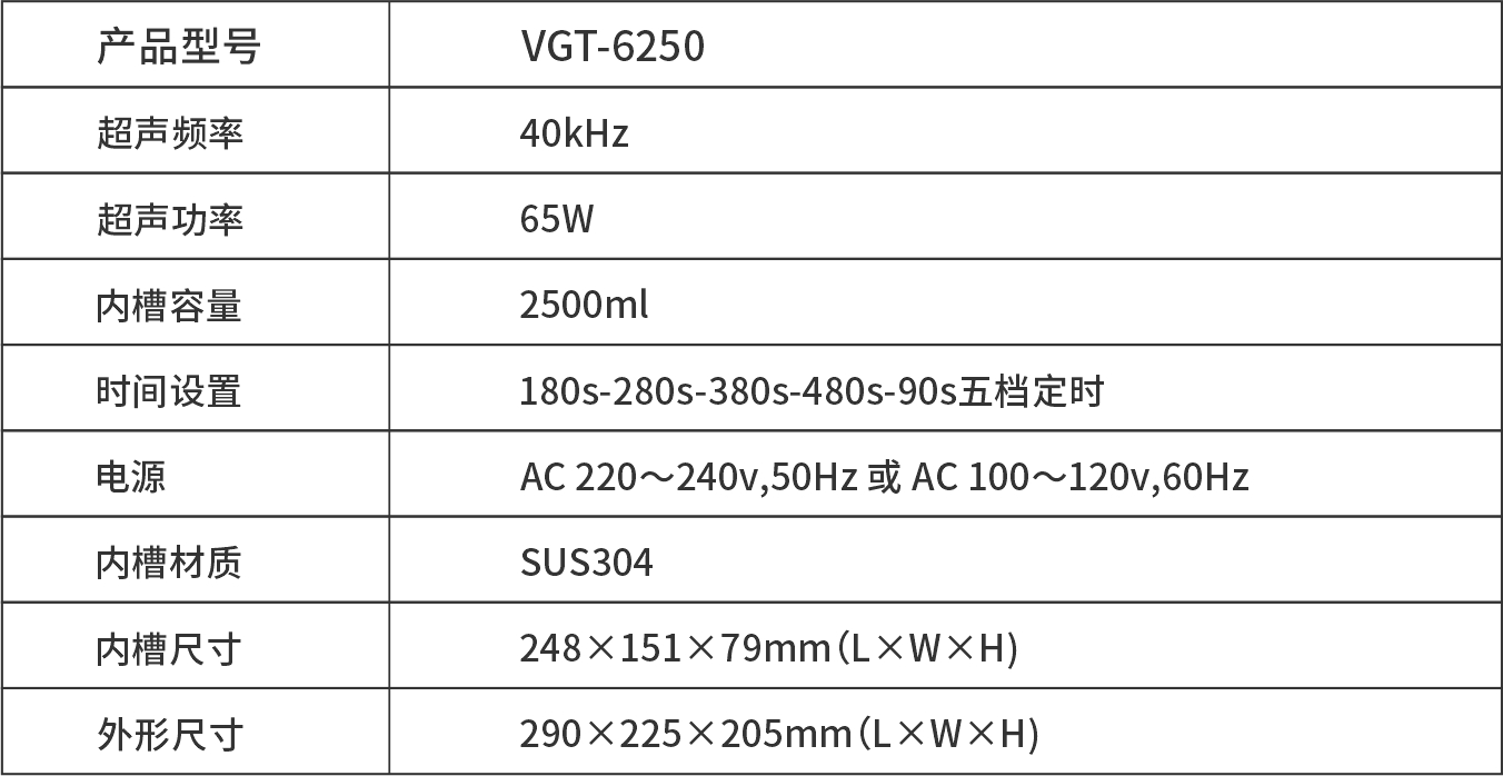 VGT-6250 家用小型奶瓶超声波清洗机